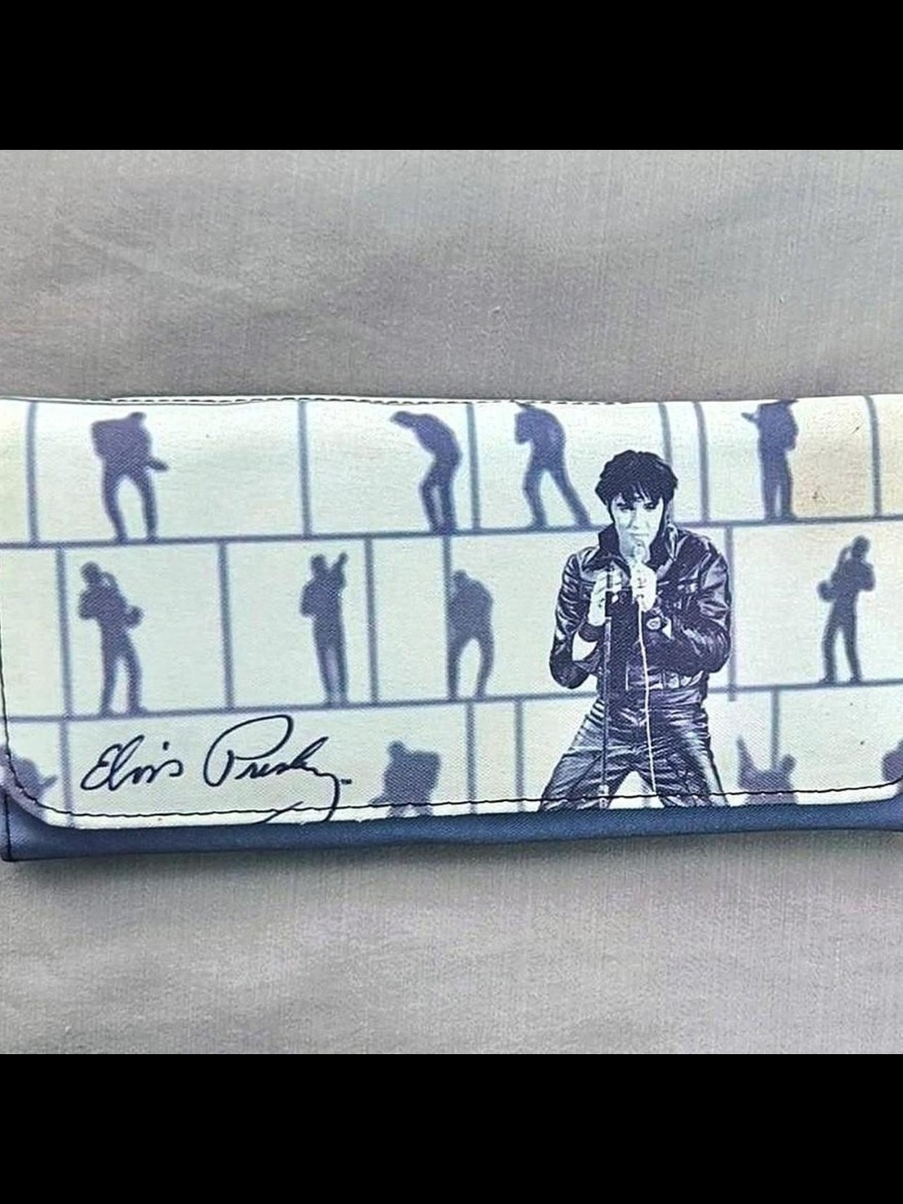 Source Unknown Elvis Presley Graphic White and Blue Wallet